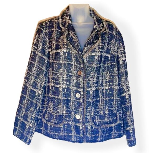 Chico's Jackets & Blazers - Chico's Gray Metallic Fringe Boucle Jacket 3/L